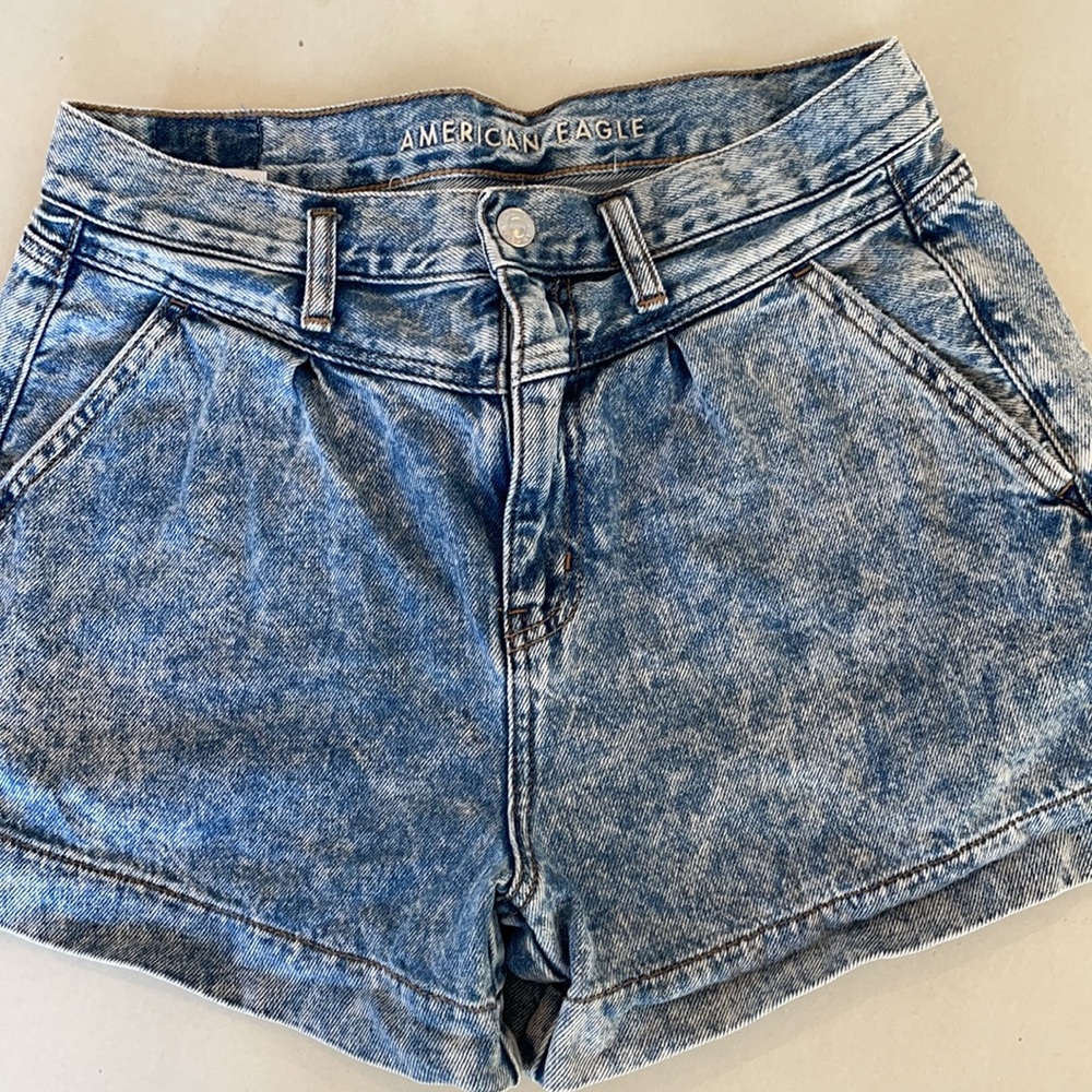 Acid wash jean shorts